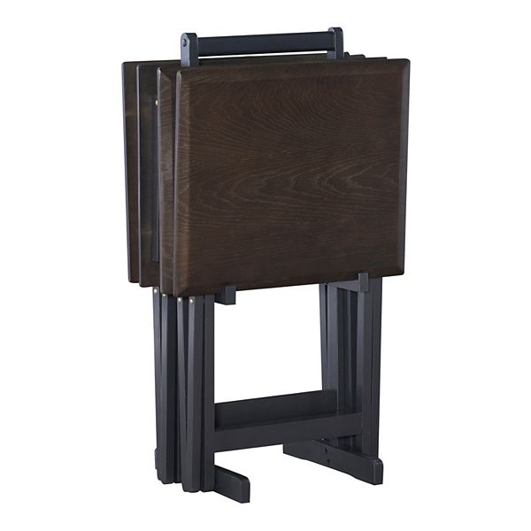 Linon Marlowe Tray Table Set - Gray Brown