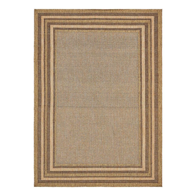 Unique Loom Multi Border Indoor Outdoor Area Rug, Brown, 7X10 Ft