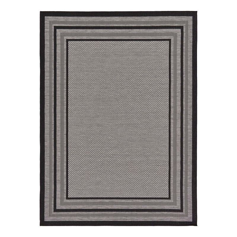 Unique Loom Multi Border Indoor Outdoor Area Rug, Grey, 9X12 Ft