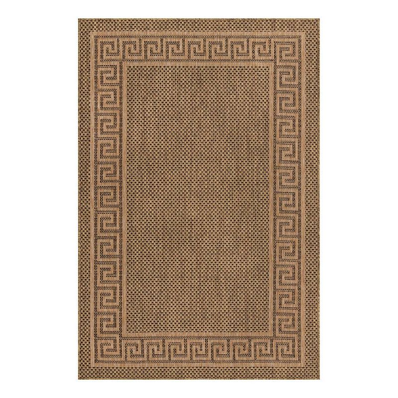 Unique Loom Greek Key Indoor Outdoor Area Rug, Brown, 8X11.5 Ft