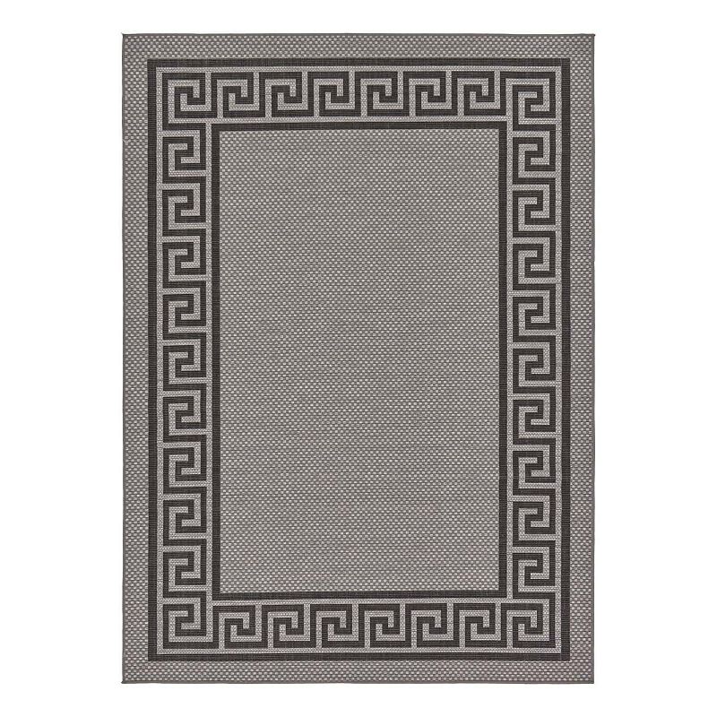 Unique Loom Greek Key Indoor Outdoor Area Rug, Grey, 8X11.5 Ft