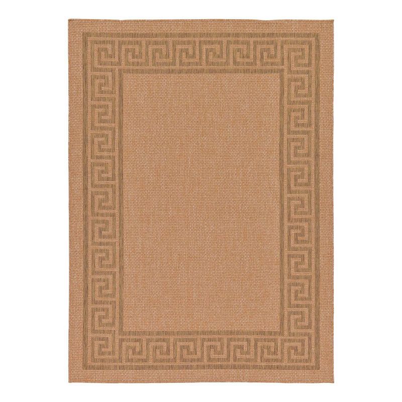 Unique Loom Greek Key Indoor Outdoor Area Rug, Brown, 9X12 Ft