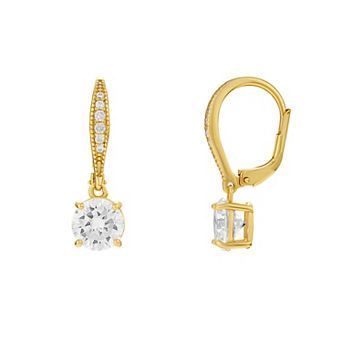 PRIMROSE Sterling Silver Cubic Zirconia Leverback Earrings