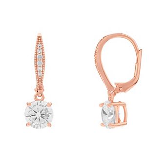 PRIMROSE Sterling Silver Cubic Zirconia Leverback Earrings