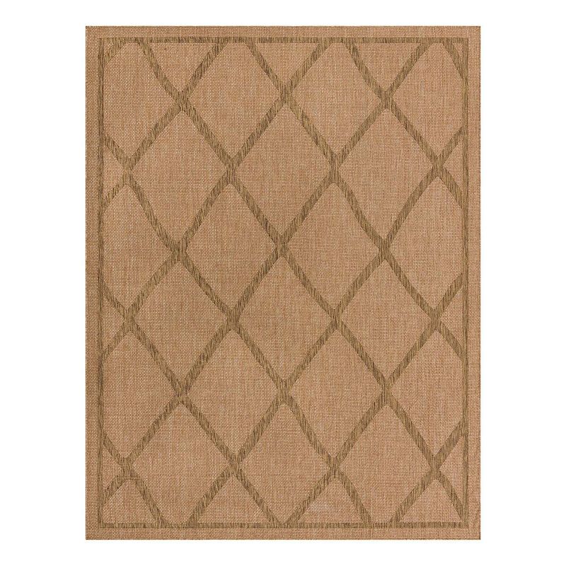 Unique Loom Diamonds Indoor Outdoor Area Rug, Brown, 6X9 Ft