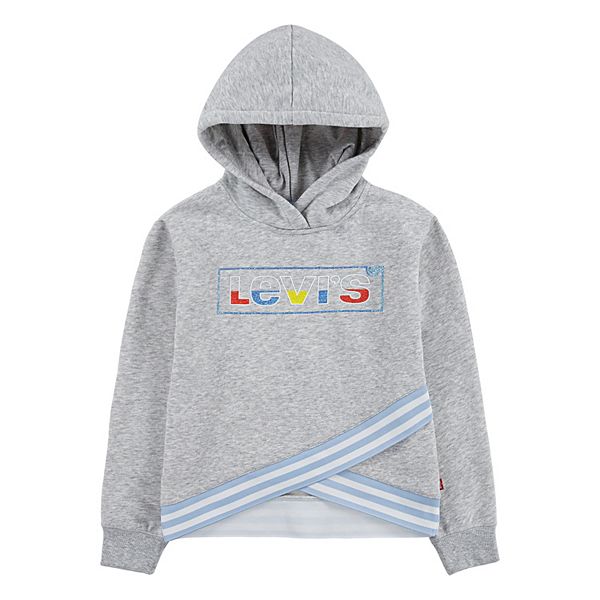 Girls 7-16 Levi's® Lightweight Fleece Crossover Hem Logo Hoodie