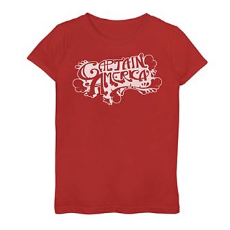 Girls 7-16 Marvel Captain America Retro Bubble Text Tee