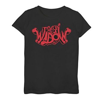 Girls 7-16 Marvel Black Widow Bubble Graffiti Text Tee