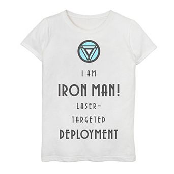 Girls 7-16 Marvel Iron Man Laser-Targeted Deployment Text Tee