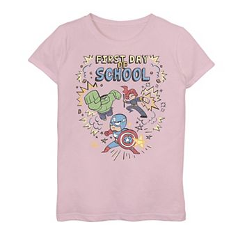 Girls 7-16 Marvel Avengers Simple Doodle First Day Of School Tee