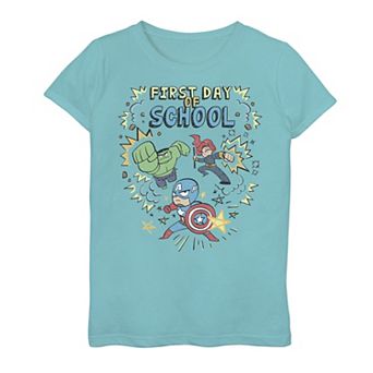 Girls 7-16 Marvel Avengers Simple Doodle First Day Of School Tee