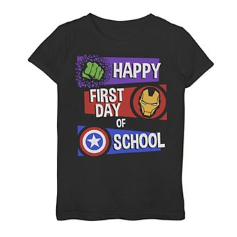 Girls 7-16 Marvel Avengers Happy First Day Of School Tee