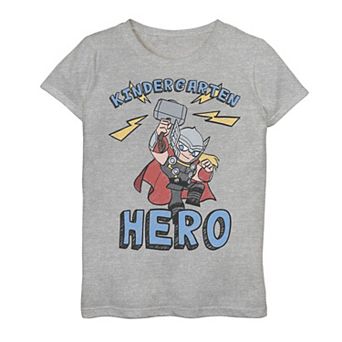 Girls 7-16 Marvel The Mighty Thor Kindergarten Hero School Tee