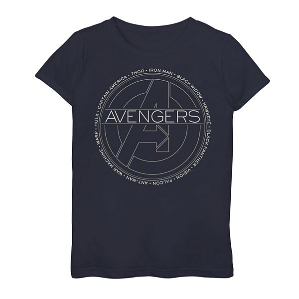 Girls 7-16 Marvel Avengers Heroes Circle Text Tee