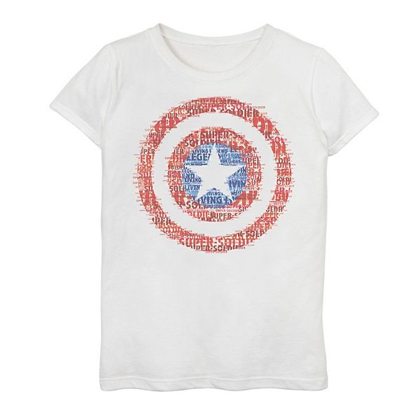 Girls 7-16 Marvel Captain America Glitched Shield Tee