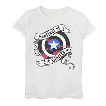 Girls 7-16 Marvel Captain America Sentinel Of America Shield Tee