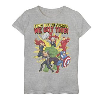 Girls 7-16 Marvel Avengers First Day Of School Text Tee