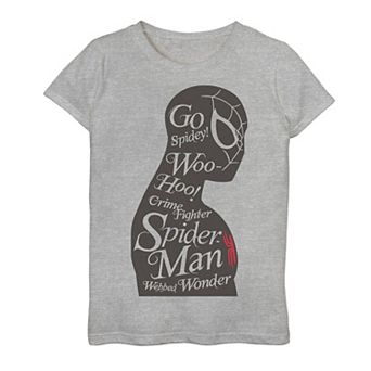 Girls 7-16 Marvel Spider-Man Woo Hoo! Silhouette Text Tee