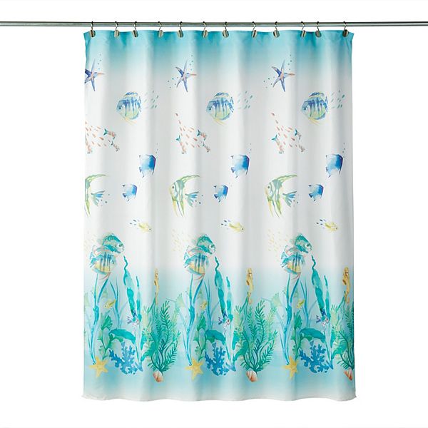 Ocean Watercolor Shower Curtain, Ocean Scene Shower Curtain