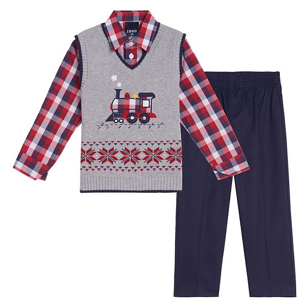 Izod Boys' 3-piece Holiday Sweater Vest Pants Set