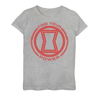 Girls 7-16 Marvel Black Widow Find Your Power Red Logo Tee