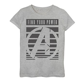 Girls 7-16 Marvel Avengers Find Your Power Striped Logo Tee