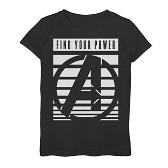 Girls 7-16 Marvel Avengers Find Your Power Striped Logo Tee