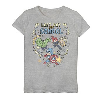 Girls 7-16 Marvel Avengers Simple Doodle Last Day Of School Text Tee