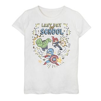 Girls 7-16 Marvel Avengers Simple Doodle Last Day Of School Text Tee