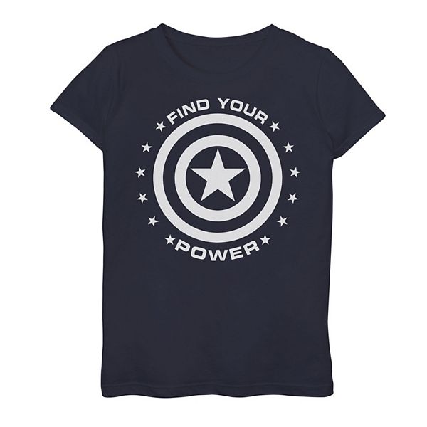 Girls 7-16 Marvel Captain America Find Your Power Simple Shield Tee