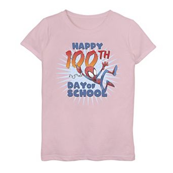 Girls 7-16 Marvel Spider-Man 100th Day Of School Text Tee
