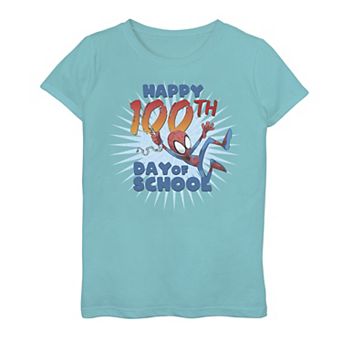 Girls 7-16 Marvel Spider-Man 100th Day Of School Text Tee