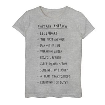 Girls 7-16 Marvel Captain America List Tee