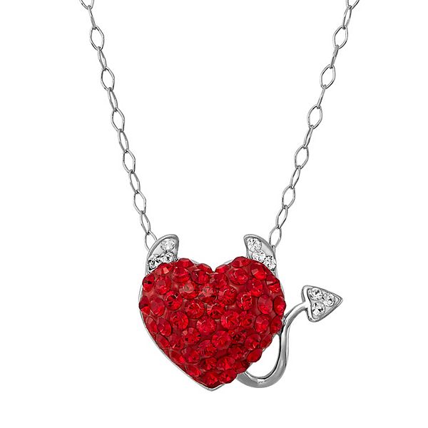 Sterling Silver Crystal Devilish Heart Pendant Necklace