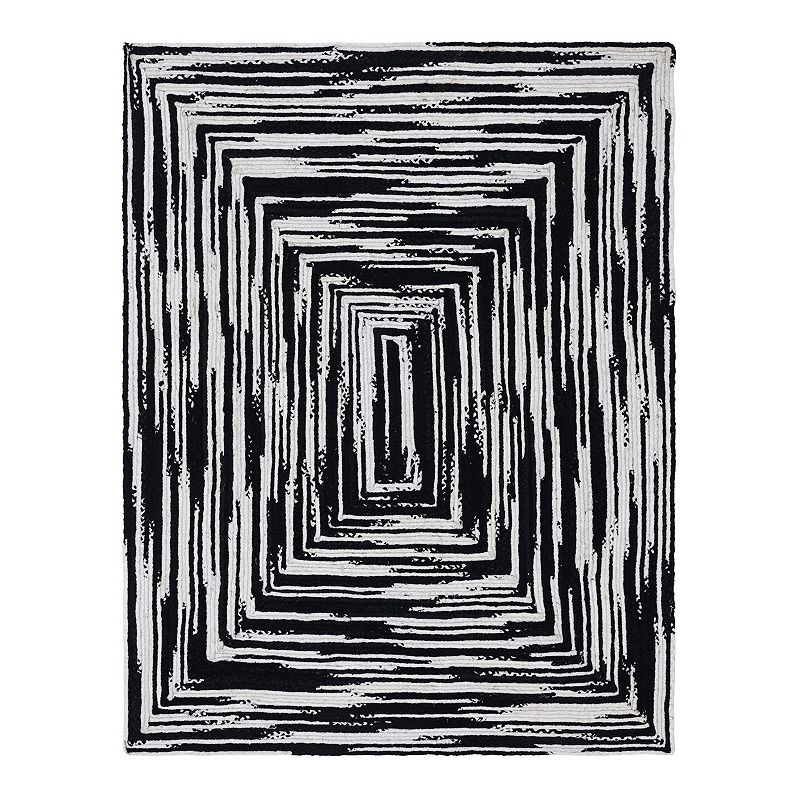 Unique Loom Braided Chindi Rug, Black, 9X12 Ft