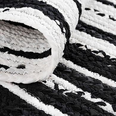 Unique Loom Braided Contrast Chindi Rug