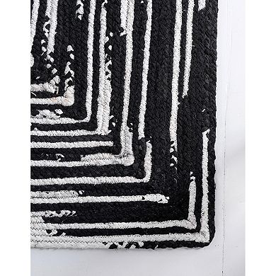Unique Loom Braided Contrast Chindi Rug