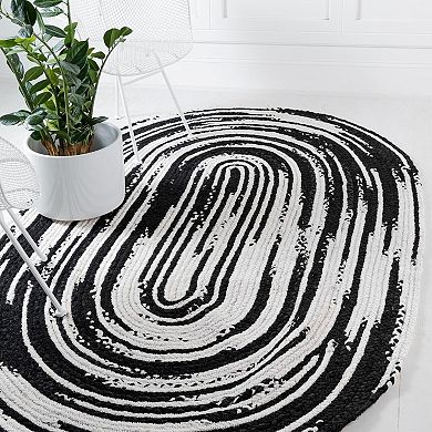 Unique Loom Braided Contrast Chindi Rug