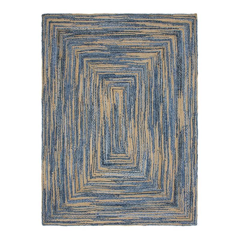 Unique Loom Braided Chindi Jute Blend Rug, Blue, 9X12 Ft