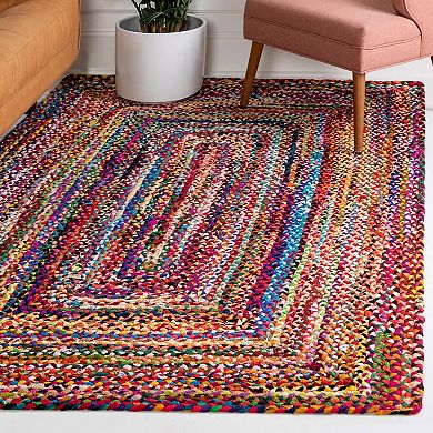 Unique Loom Braided Tonal Chindi Rug