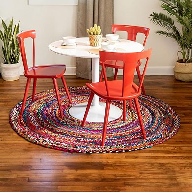Unique Loom Braided Tonal Chindi Rug
