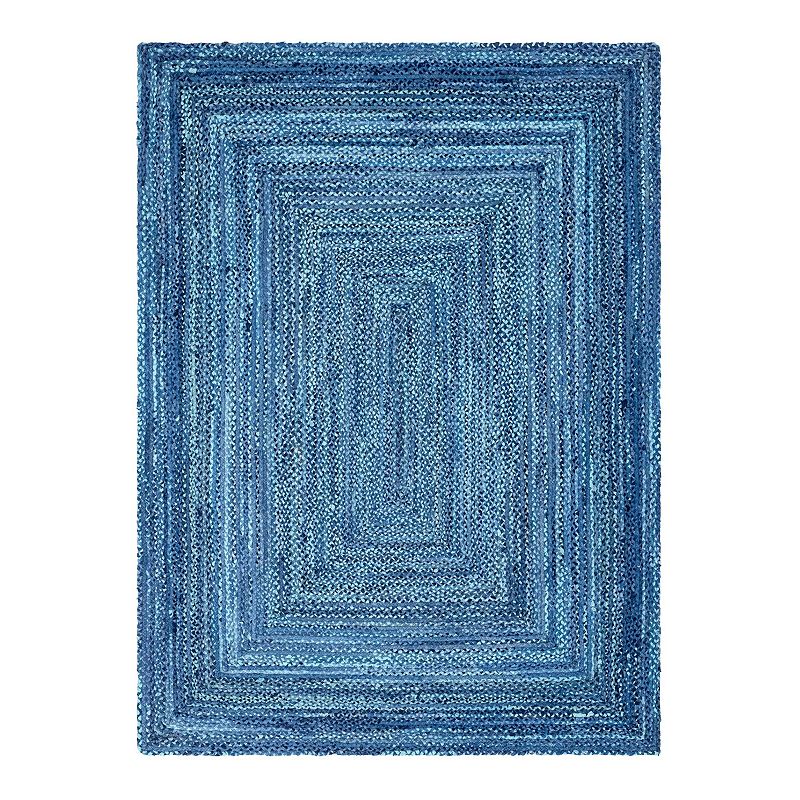 Unique Loom Braided Chindi Rug, Blue, 8Ft Rnd