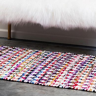 Unique Loom Trellis Braided Chindi Jute Blend Rug