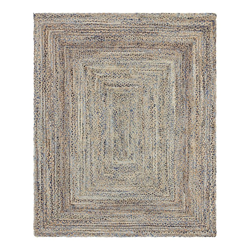 Unique Loom Crossed Braided Chindi Jute Blend Rug, Blue, 10X13 Ft