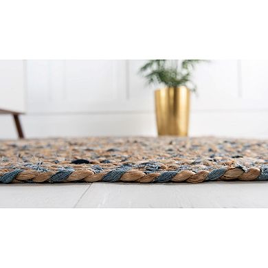 Unique Loom Crossed Braided Chindi Jute Blend Rug