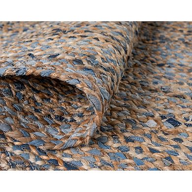 Unique Loom Crossed Braided Chindi Jute Blend Rug