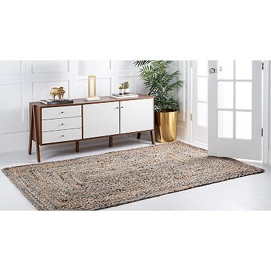 Unique Loom Crossed Braided Chindi Jute Blend Rug