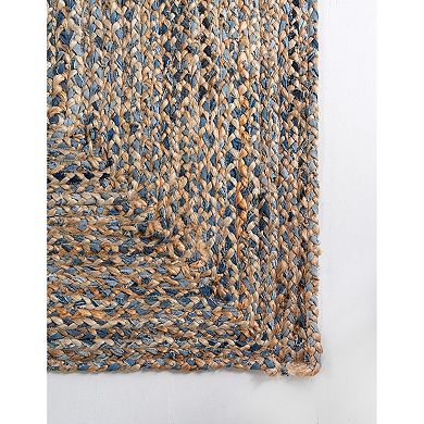 Unique Loom Crossed Braided Chindi Jute Blend Rug