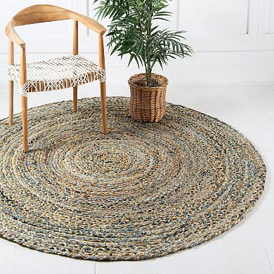Unique Loom Crossed Braided Chindi Jute Blend Rug