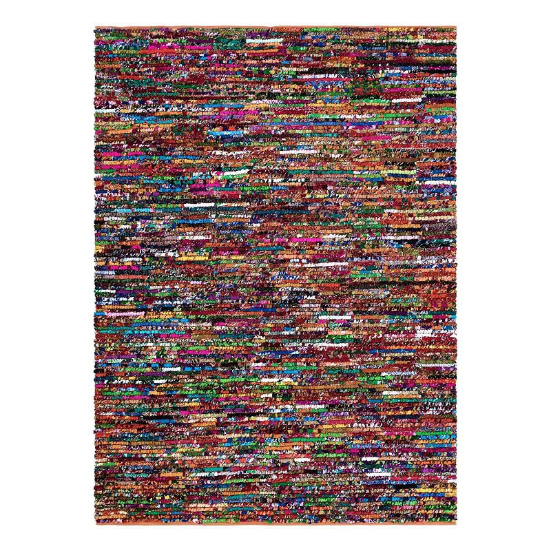 Unique Loom Multi-Striped Braided Chindi Rug, Multicolor, 5X8 Ft